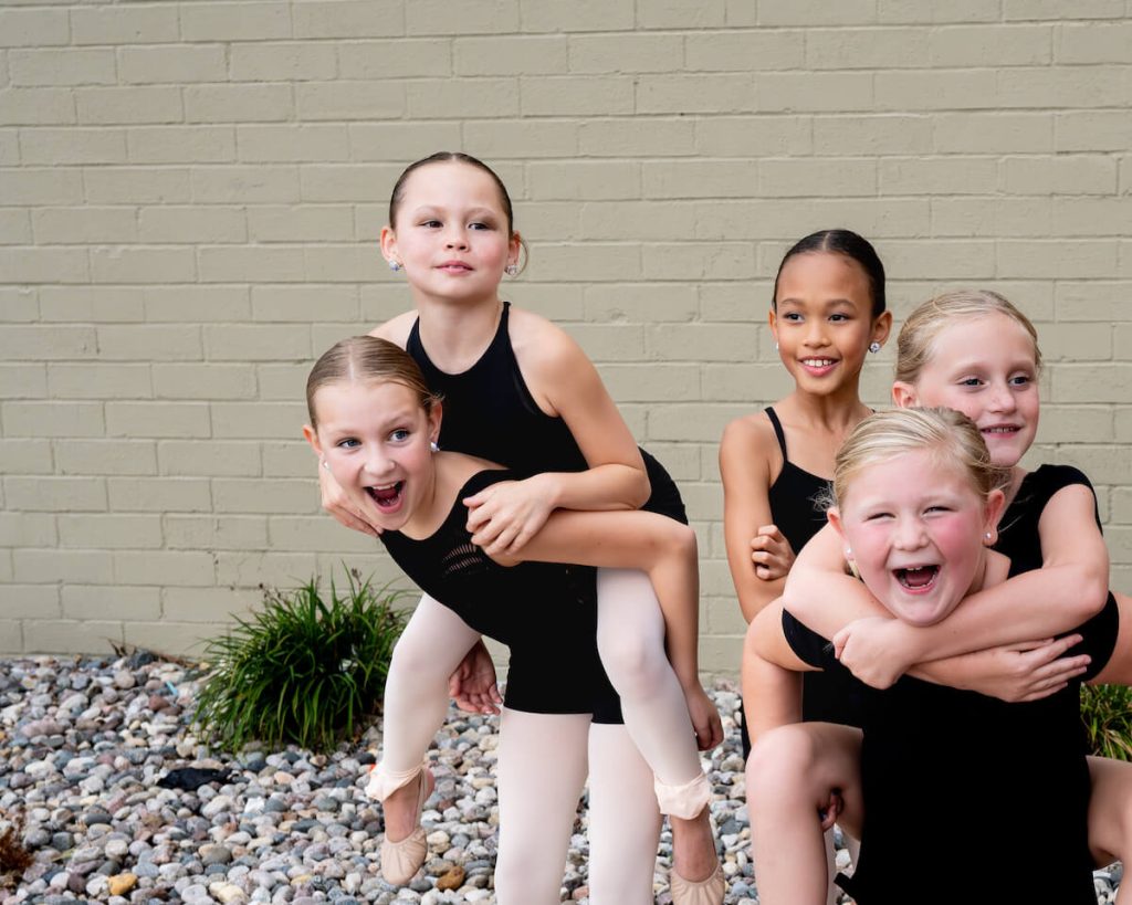 Dancers outside the studio