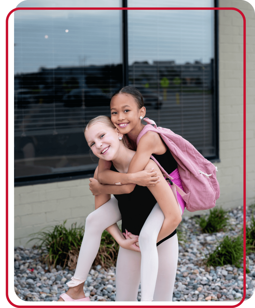 young dancers outside dance studio
